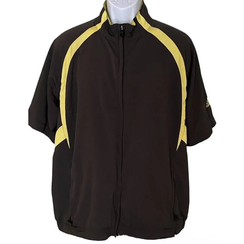 ADIDAS Yellow & Gray Short Sleeve Climaproof Activewear Jacket ~ Men's LARGE